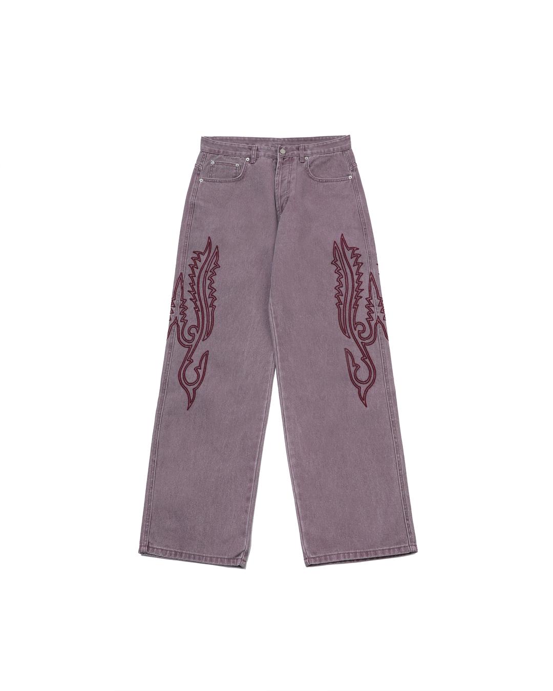 WESTERN STITCHING EMBROIDERY DENIM PANTS(PURPLE)