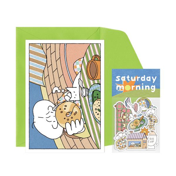 [5dock] Saturday Morning 엽서 & 조각 스티커 세트