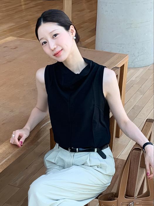 SITP5217 카울넥 브리즈 나시 블라우스_Black