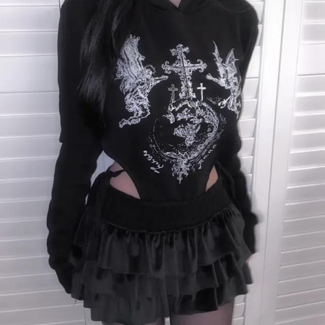 [안감기모] Devil cross hood body suit 데빌 크로스 후드 바디수트