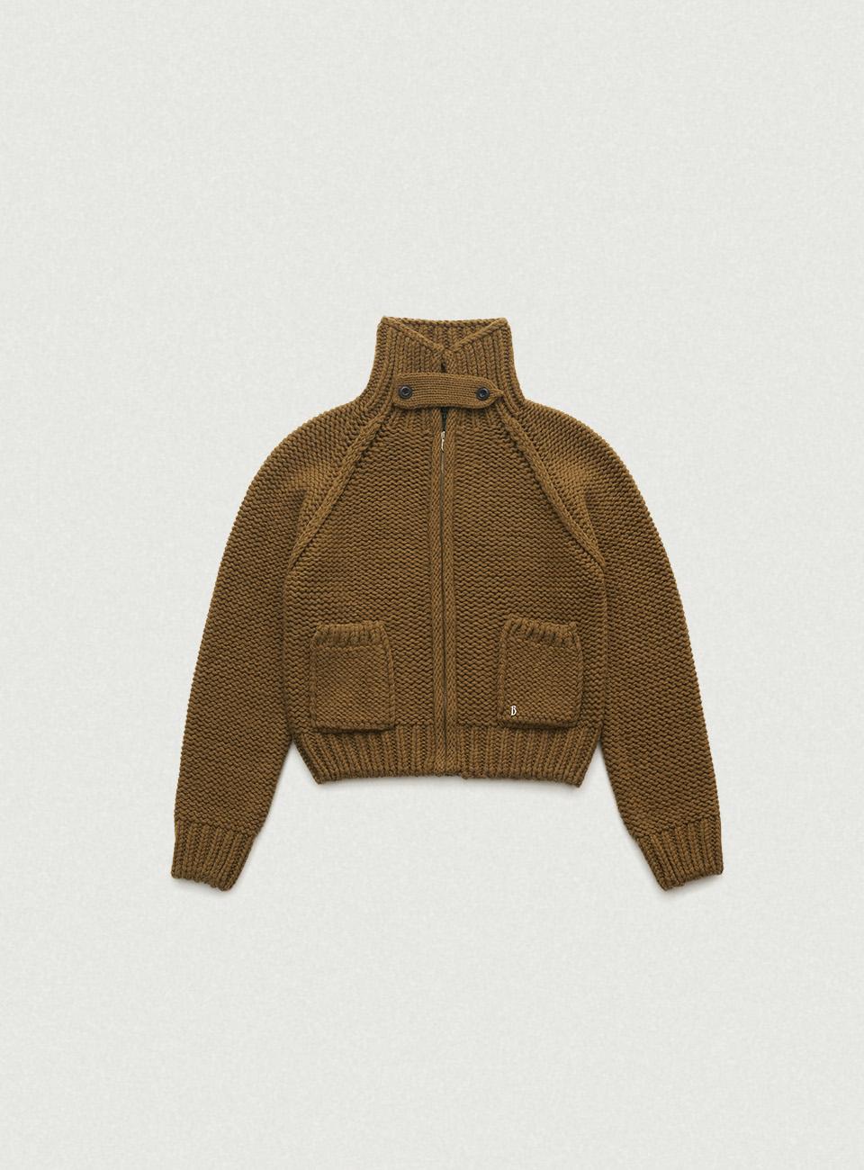 Soap Zip-Up Knit Cardigan_Olive