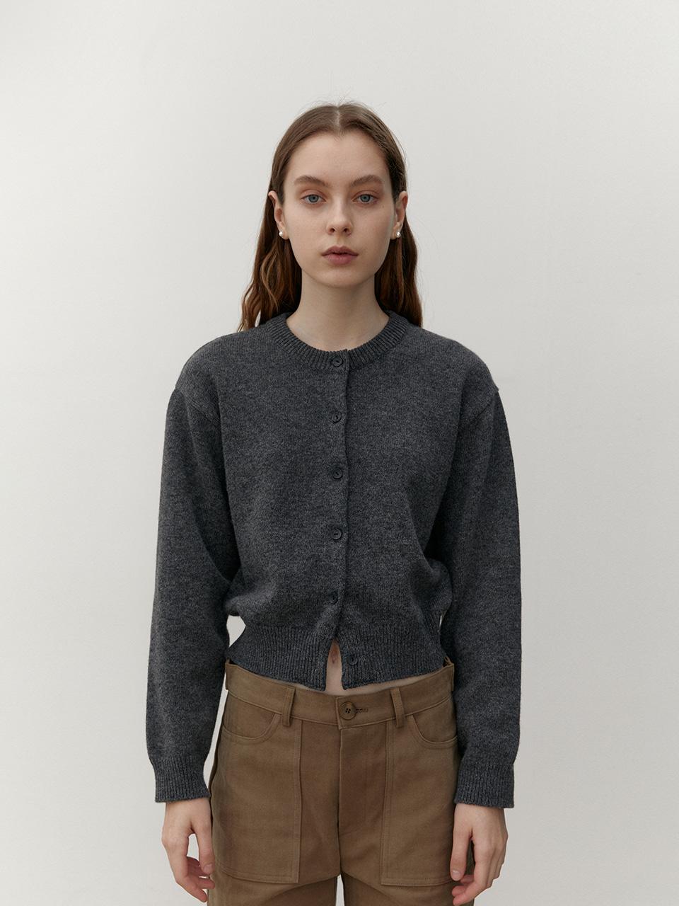 merinowool round cardigan - charcoal