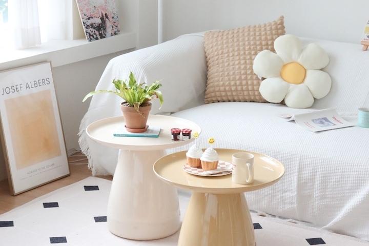 라운드 사이드 버터 테이블 원형 미니 거실 쇼파 침대 옆 협탁 커피 티 테이블