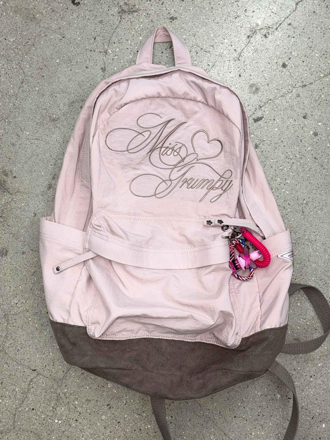 Grumpy Girl Nylon Backpack Matt Pink