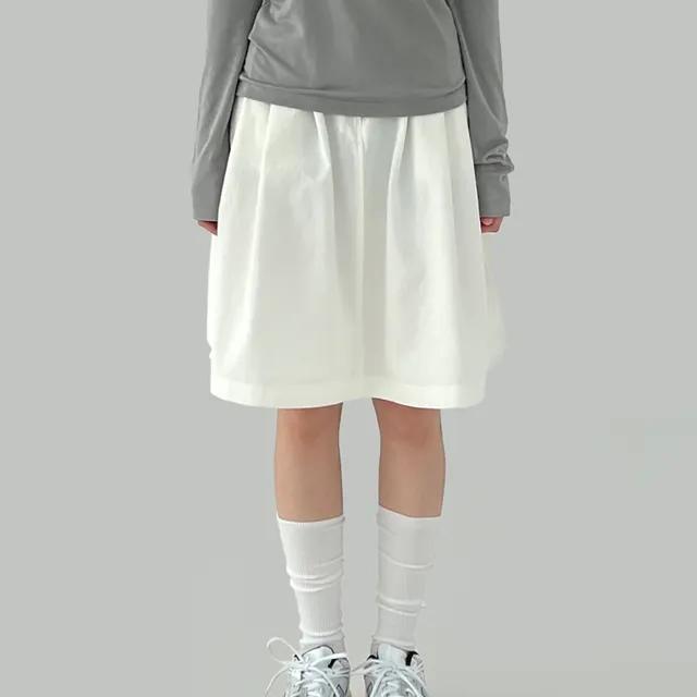 플로 코튼 미디 스커트