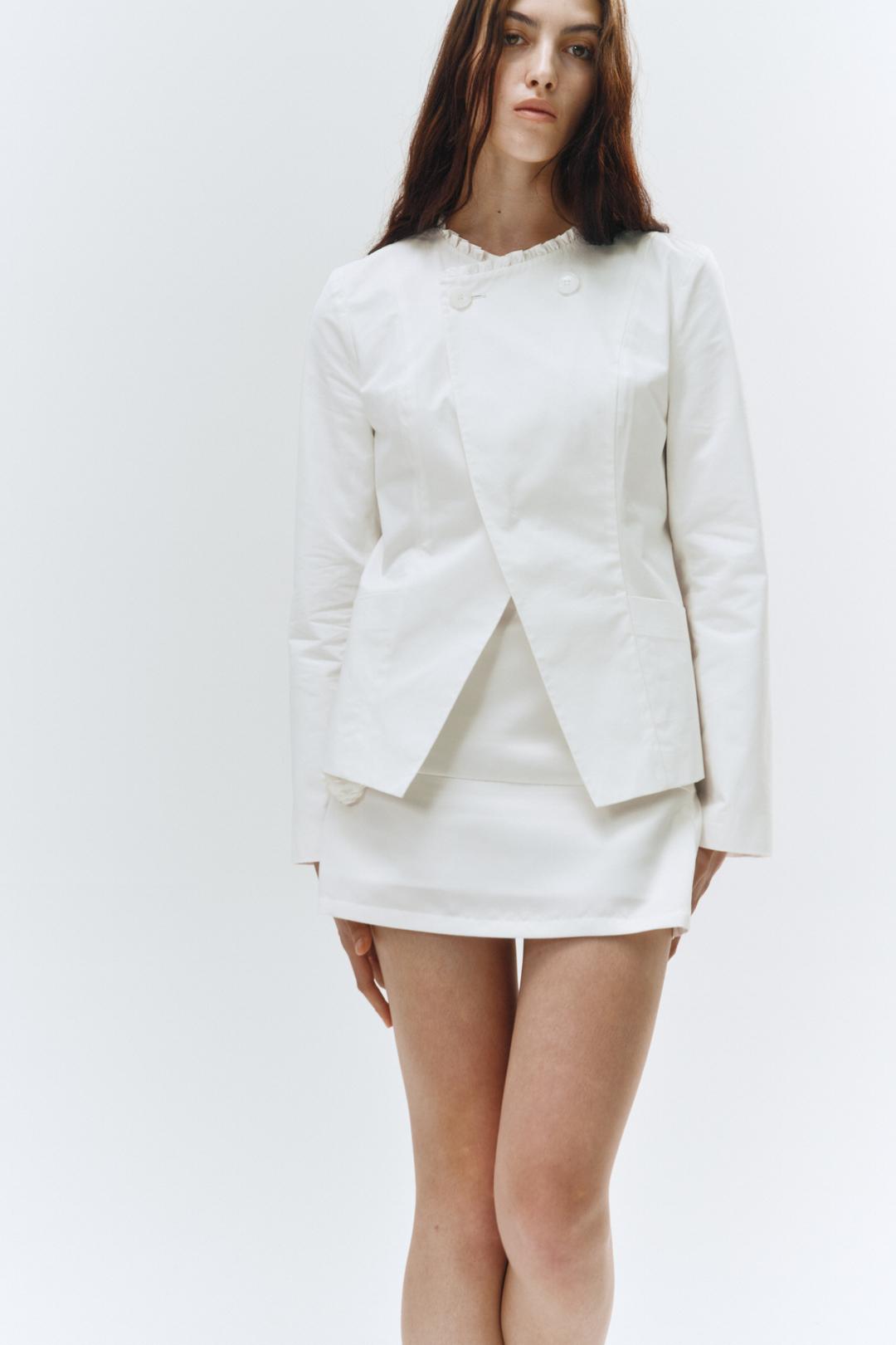 CALLY FRILL COTTON JACKET / WHITE