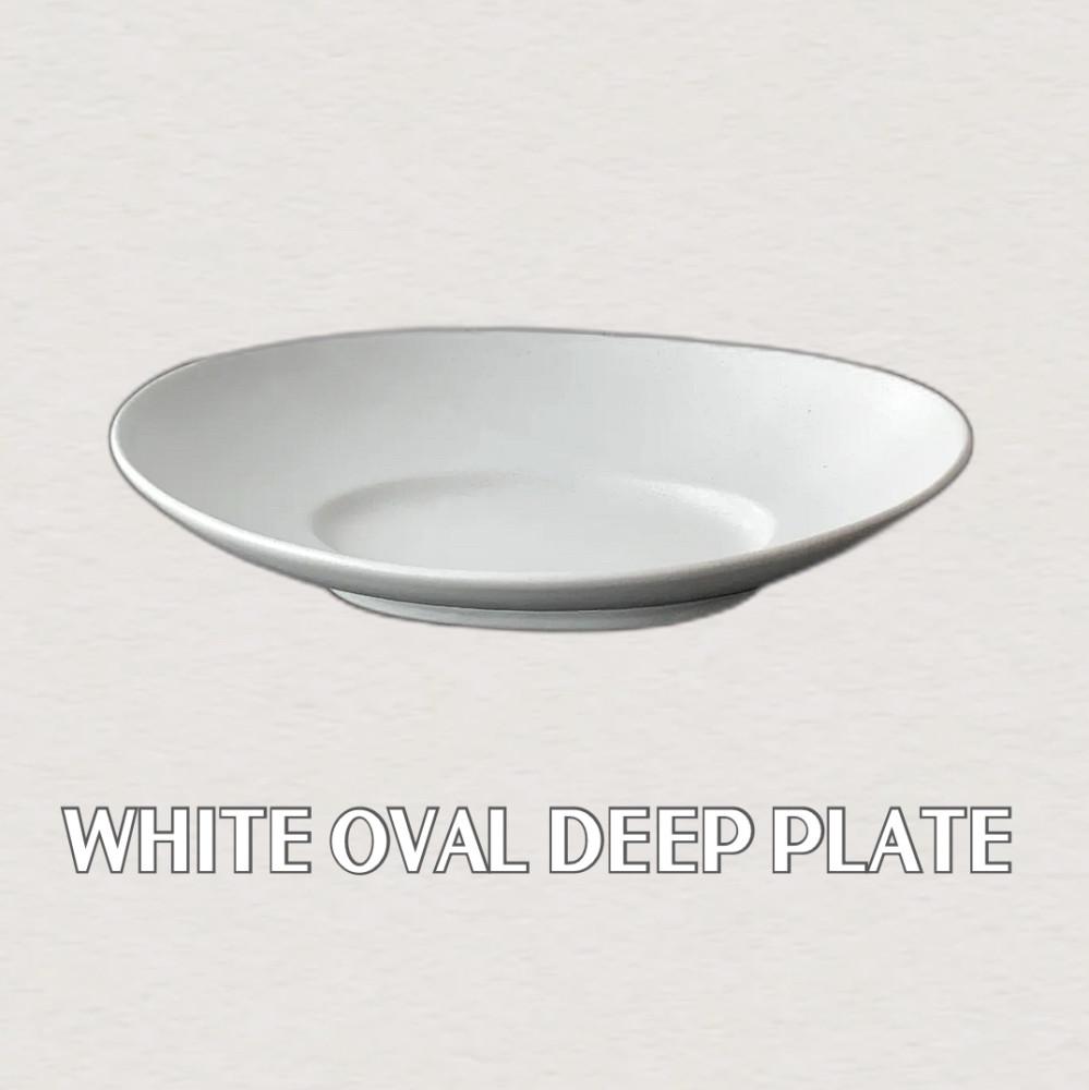 White oval deep plate