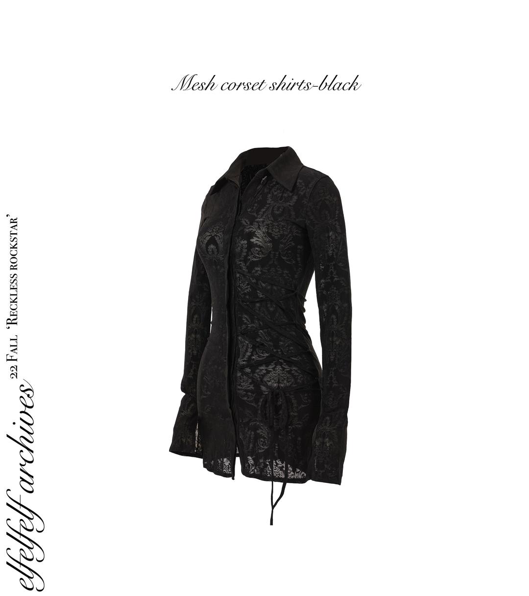 MESH CORSET SHIRTS - BLACK