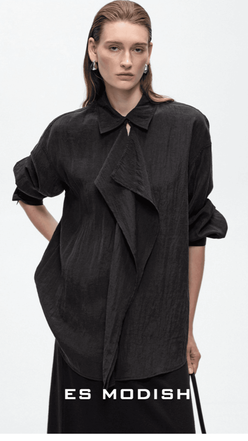 ES MODISH  스카프 장식 러블리 셔츠
