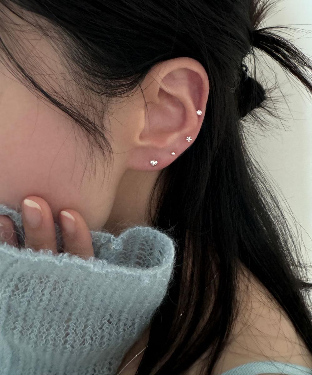 로브엘 [925silver/4set] day mood 미니 볼 큐빅 하트 925실버 은 피어싱세트