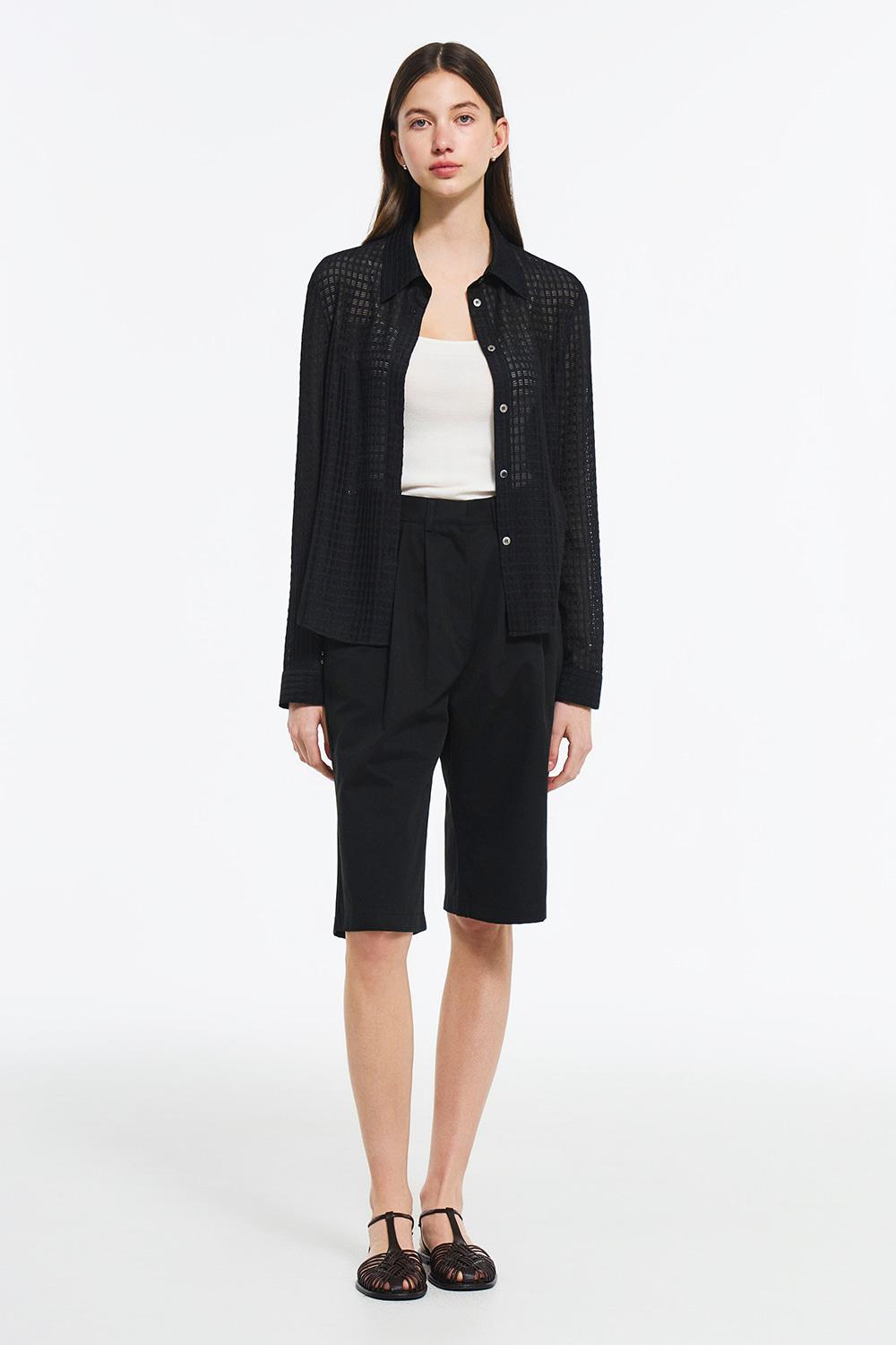 코튼 크로쉐 셔츠 (W)_(BLACK)