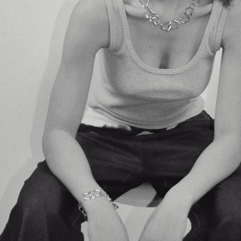 BIG HEART LINK BRACELET / SILVER