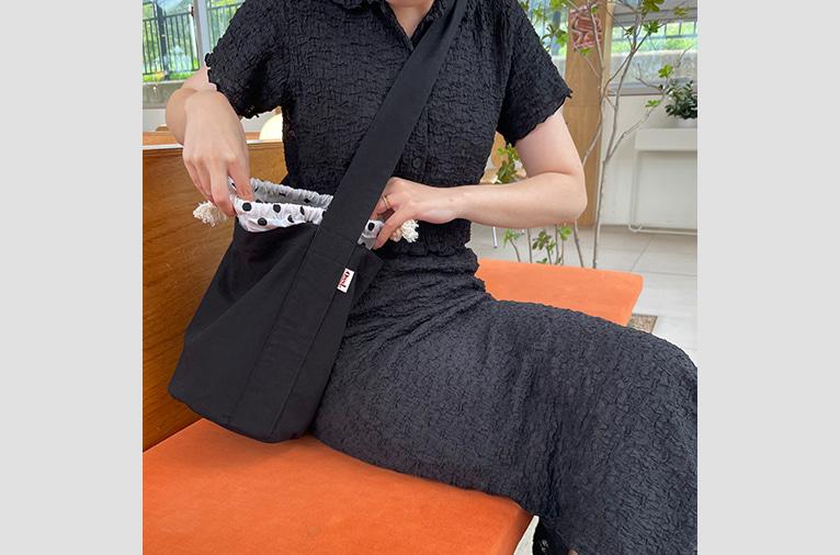 [오슬] 도트 조리개 매듭 천가방 (재입고)