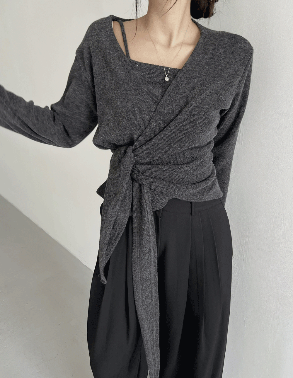 바드무드 플랩 나시 가디건 세트 - NT