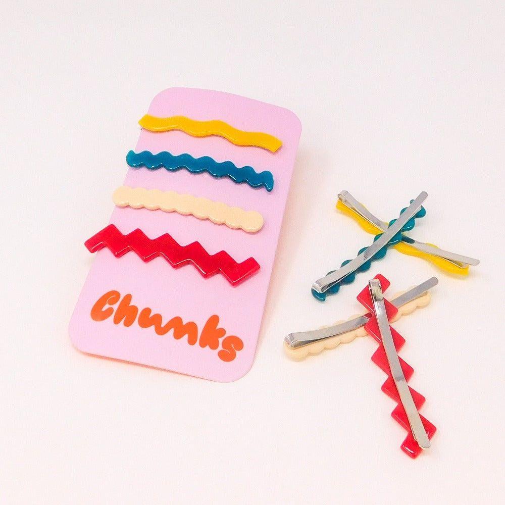 [그레이맨션] CHUNKS  Lines Slides Pack ﻿Classic pastel 청크스 헤어 집게핀 헤어클립