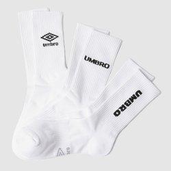 [엄브로] 남녀공용 변형 로고 에센셜3PACK크루 양말 UO123CSC14WHT