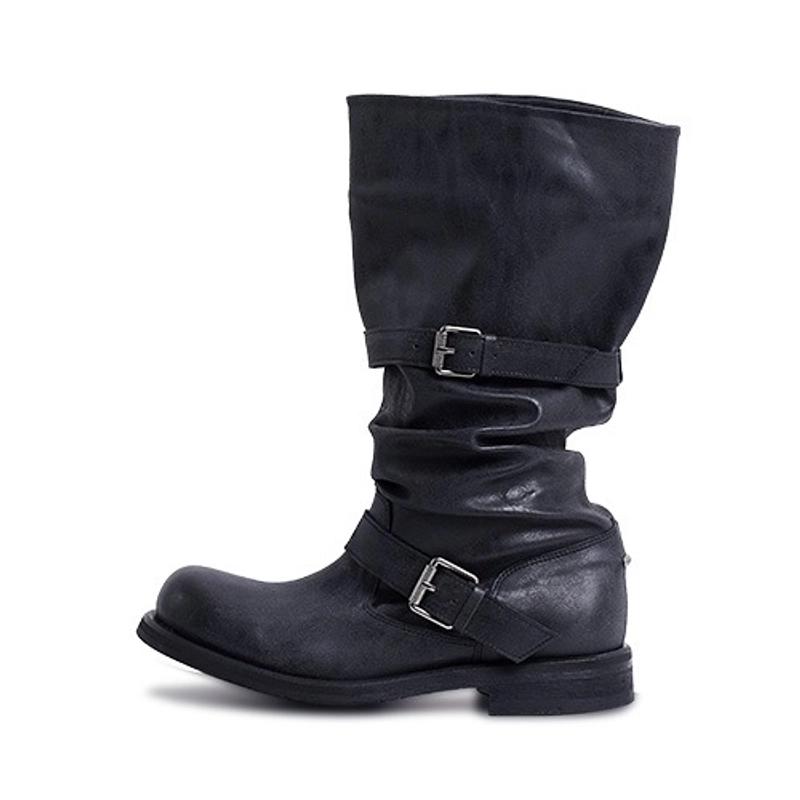 NEGATIVE THREE - [30차 리오더/7월18일 예약배송] Slouchy Long Boots "Washed Black"