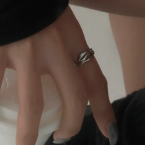 (써지컬스틸) enel 물결 라인 네트 반지