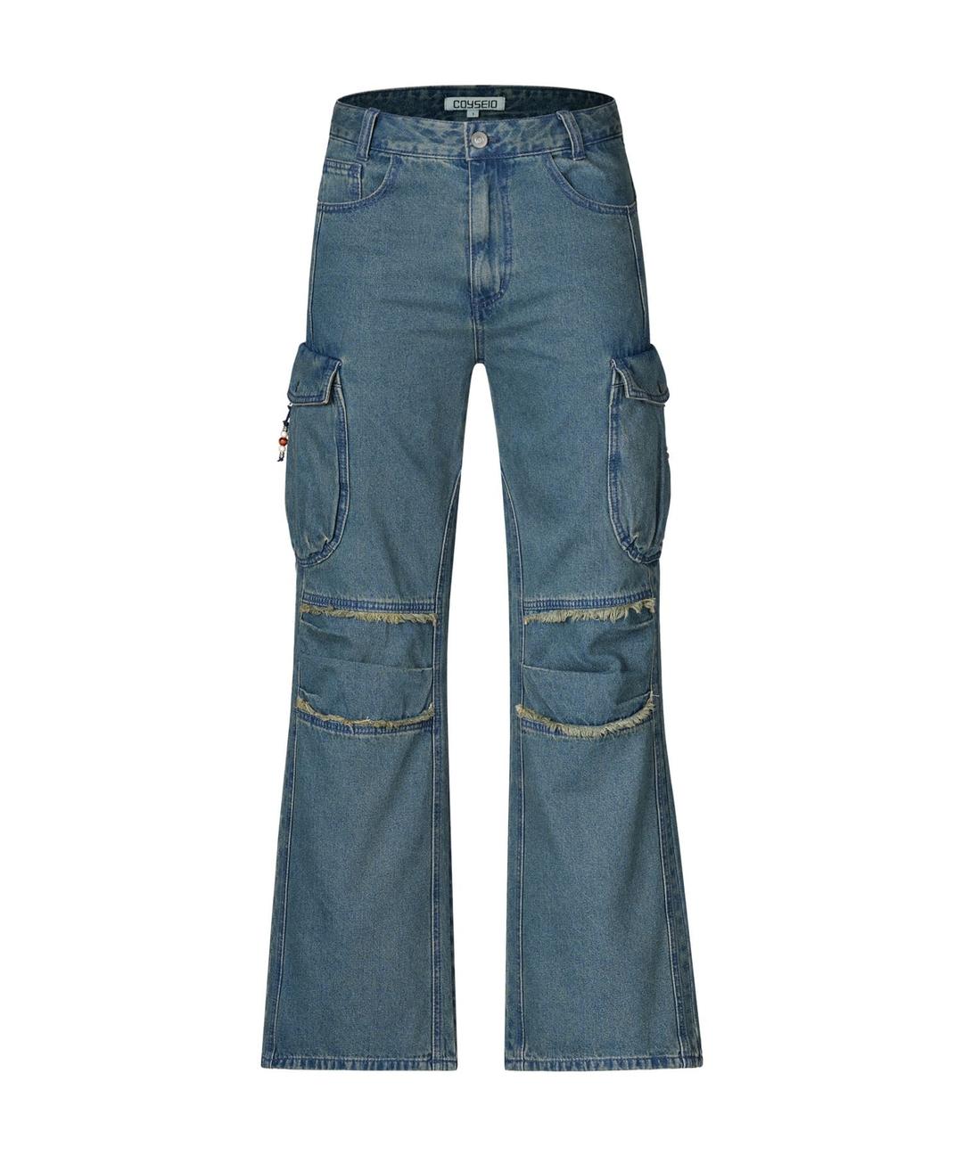 ROUND POCKET CARGO JEANS BLUE