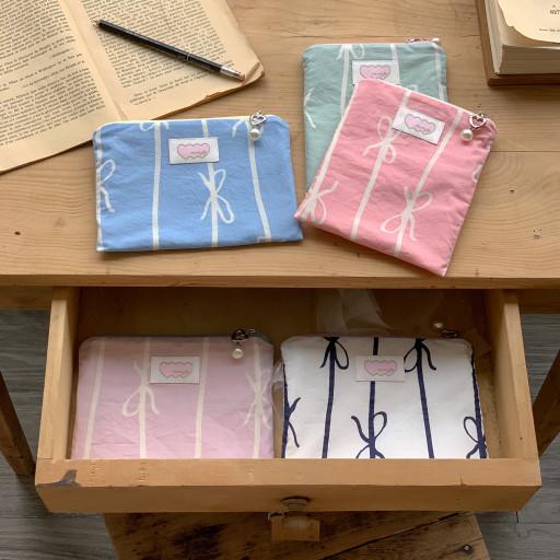 🎀리본 흐물 납작 파우치 (5color / 2t)