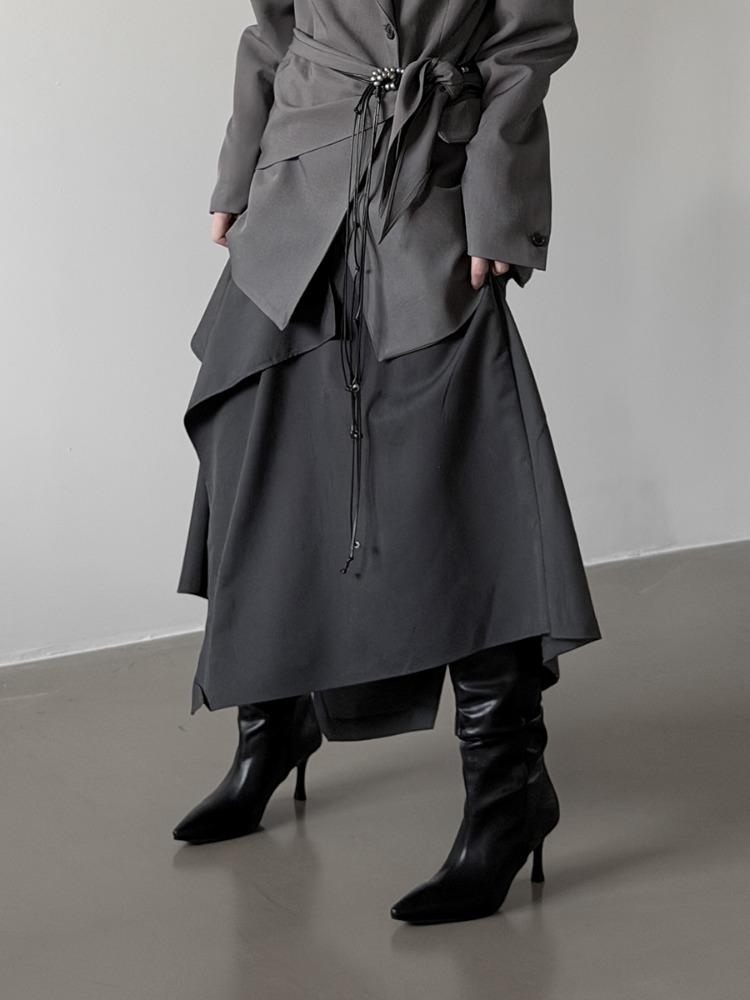 브온 드레이프 언발 플레어 스커트 (2color)