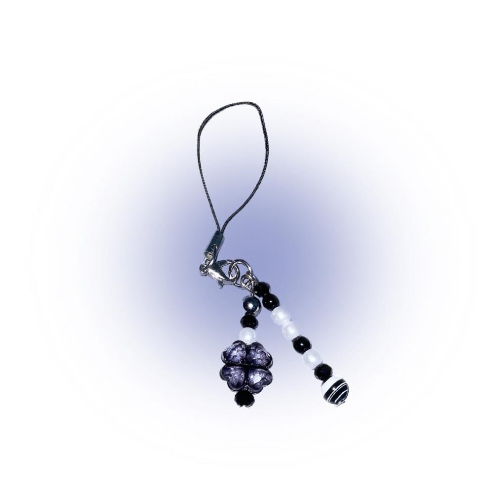 블랙 줄무늬 네잎클로버 키링