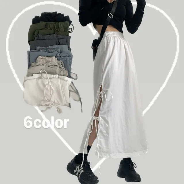 빈티지🖤 나일론 사이드 리본 밴딩 롱스커트 5color 가을신상