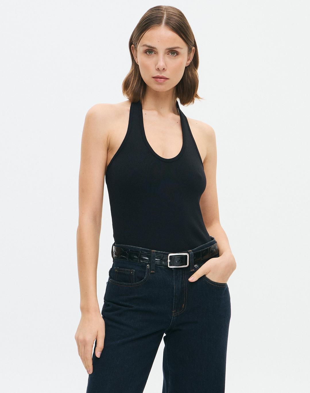 Knit Scoop Neck Halter Top