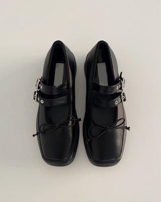 two buckle ribbon platform shoes