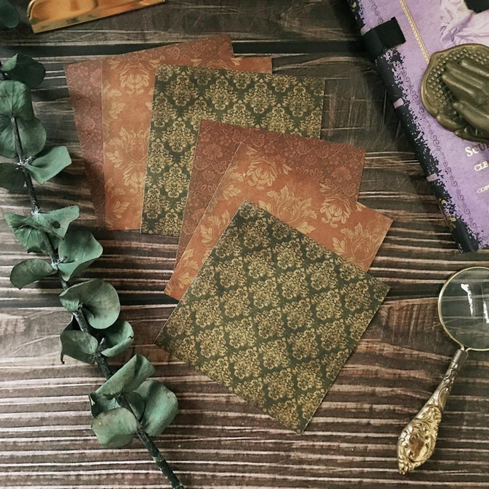 빈티지 고딕 다꾸 낡은 유럽풍 패턴 배경지 스티커 6매