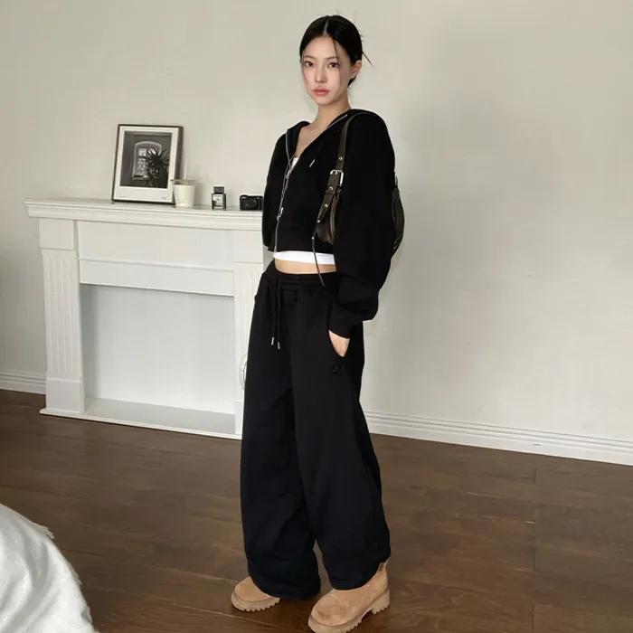 (W) 심볼 베이직 스웨트 팬츠-블랙