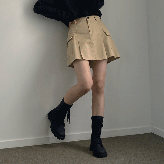 [y2k/키치ෆ] 힙한, 핀턱 A라인 뒷밴딩 포켓 카고 스커트 3color!]다니엘스커트