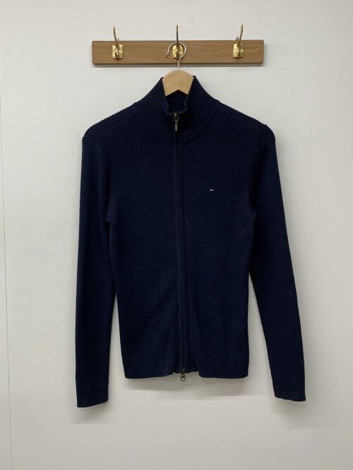 TOMMY HILFIGER 우먼 로고 니트 집업