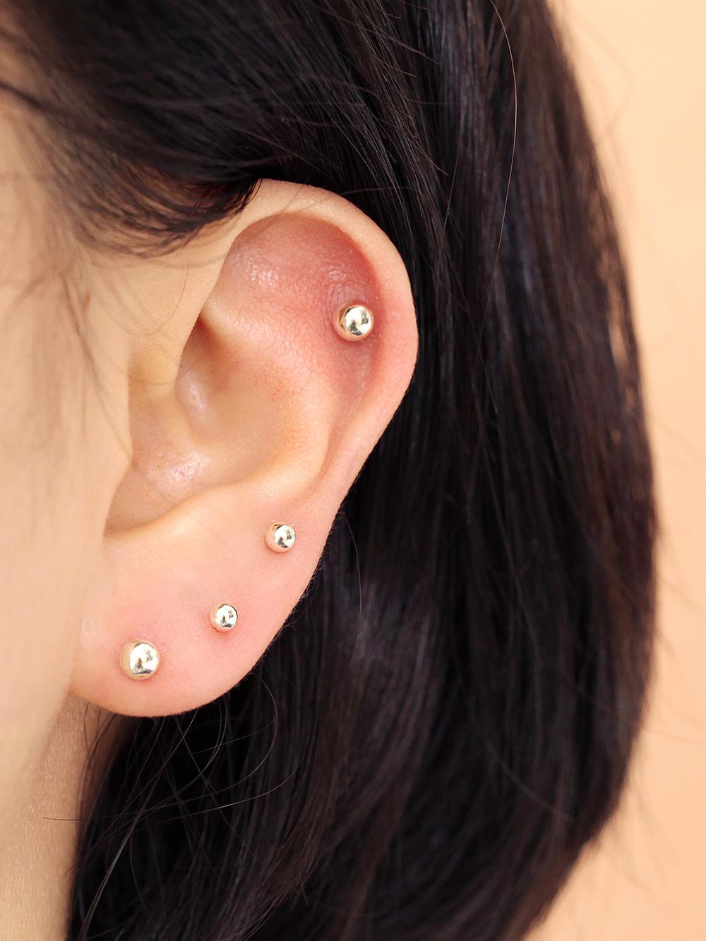 925 실버 볼 라블렛 피어싱 귀걸이 3mm,4mm