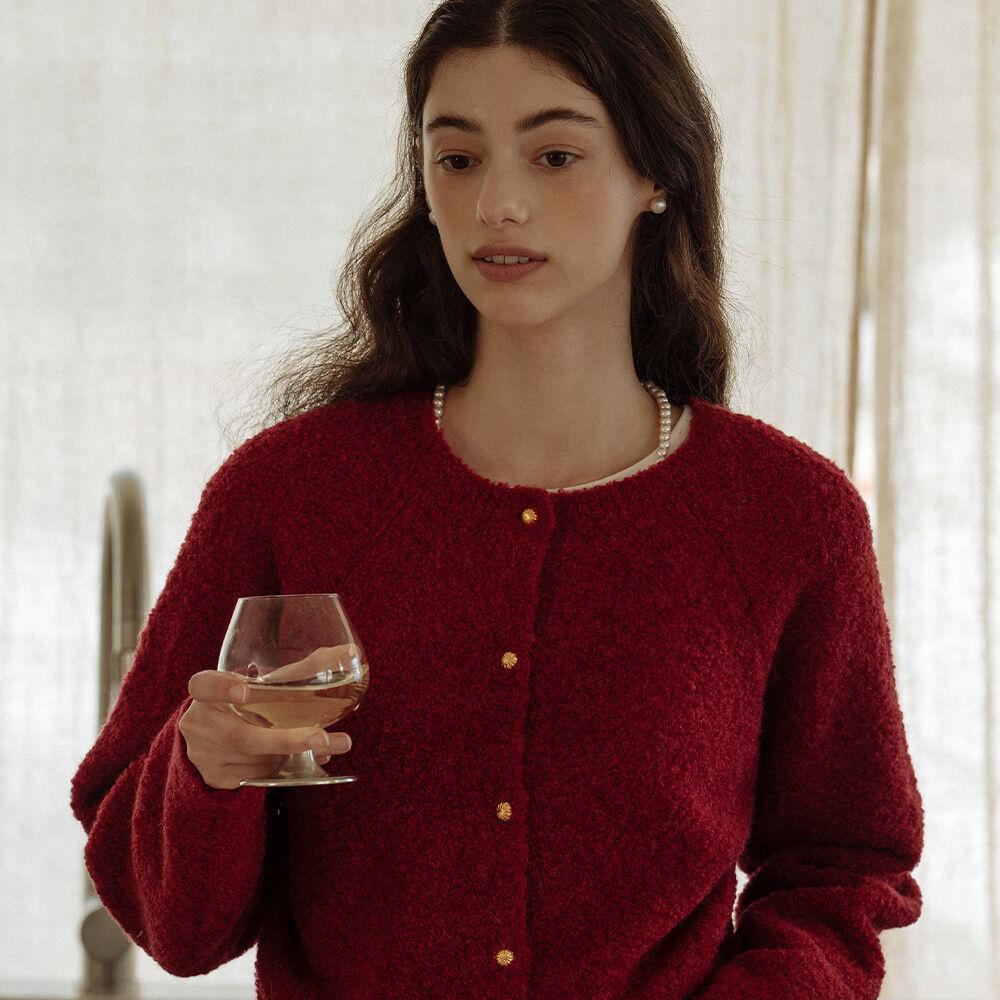 [예약배송]Alpaca candy cardigan_Red