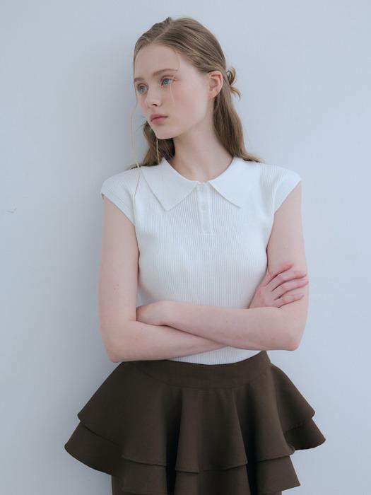 capsleeve collar pullover-ivory