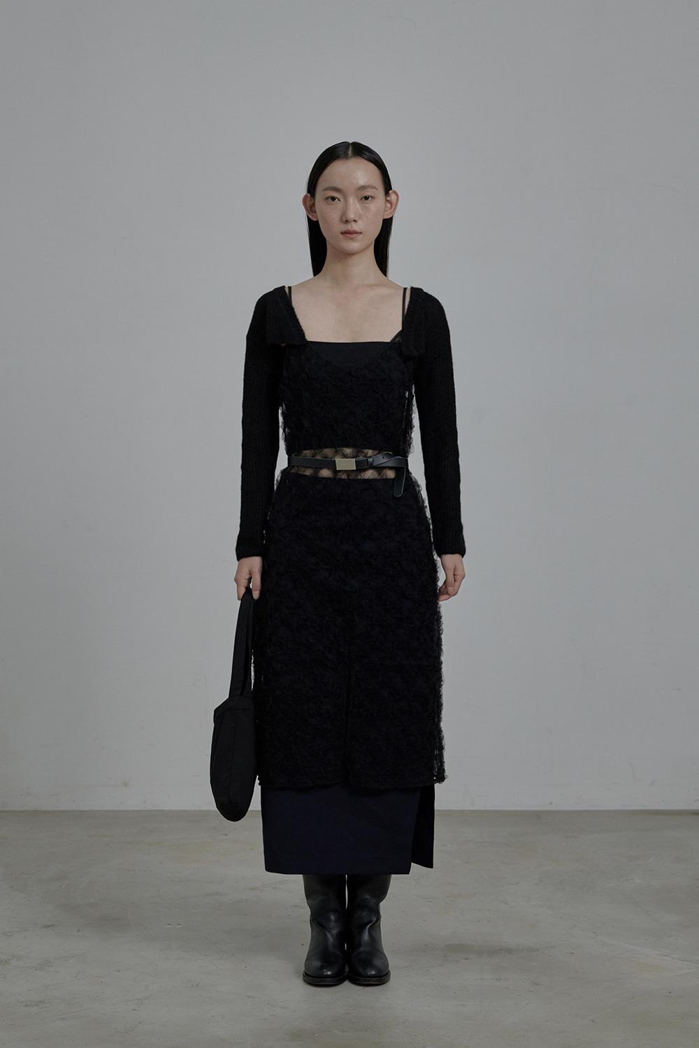 Sue sheer slip dress-Black