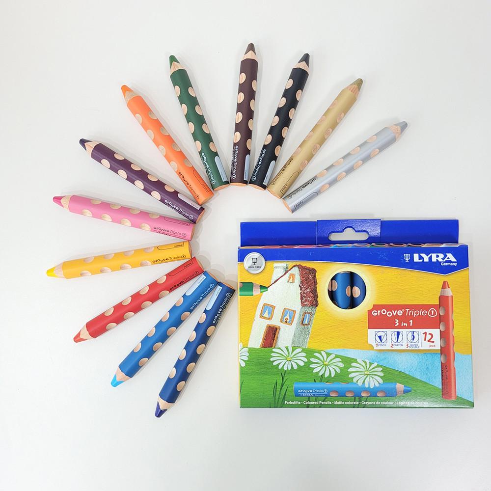 리라 그루브 트리플원 점보 색연필 6색 12색 색연필 유아 어린이 미술 도구 색칠놀이