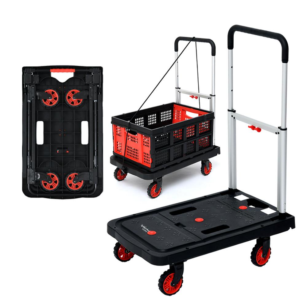 원터치 무소음 바퀴 접이식 카트 짐 수레 구루마 이동식 운반 대차 캠핑 구르마 끌차 밀차 핸드카 가정용 카트 중형