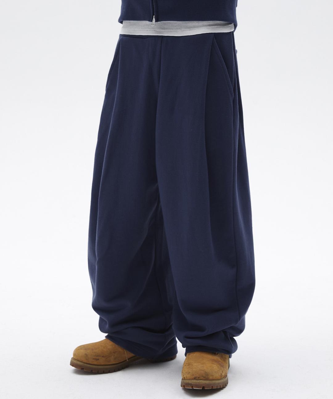 TWO TUCK LONG PANTS [NAVY]