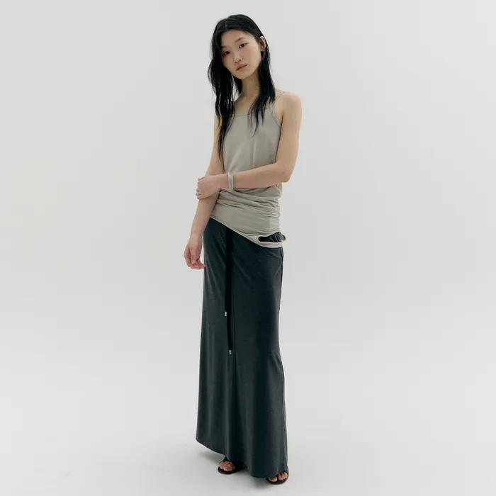 EASY RELAXED LONG SKIRT, CHARCOAL