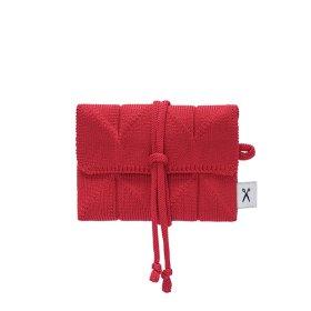 Lucky Pleats Knit Card Wallet Barbados Red