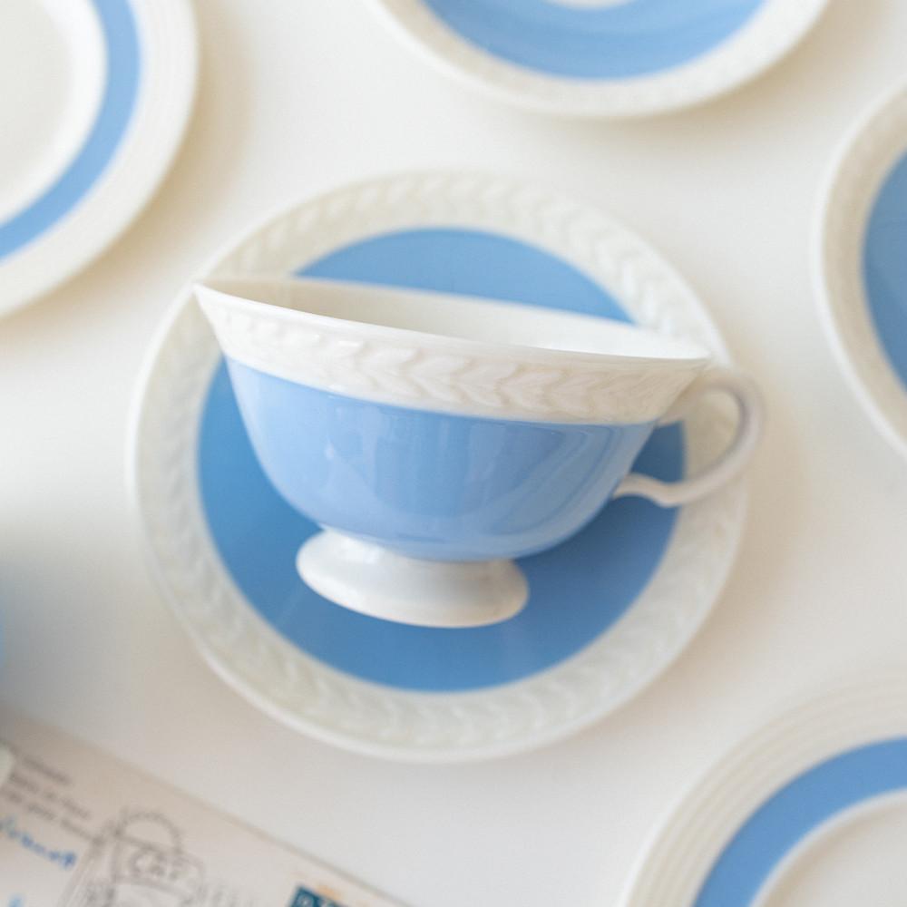 레녹스 폰테인 블루 빈티지 찻잔 홍차잔 레어 앤틱 컵앤소서