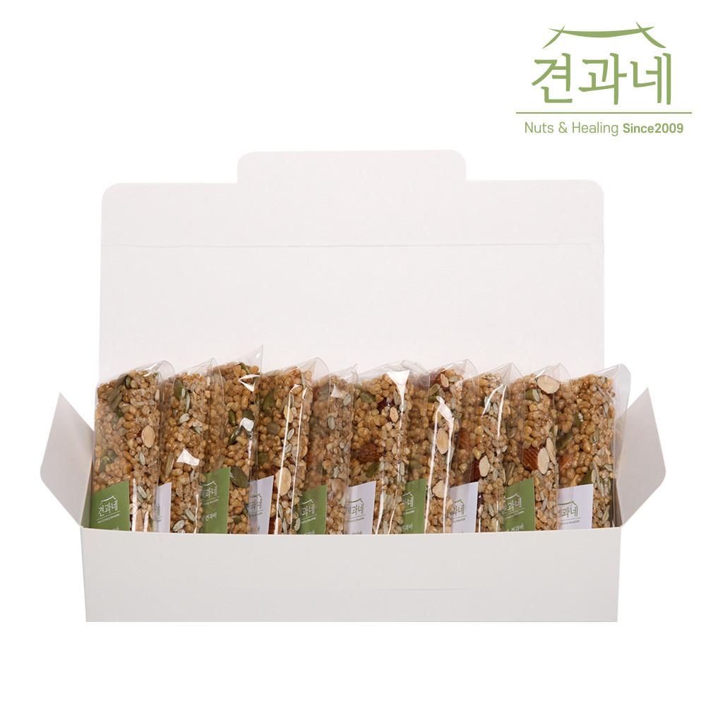 [견과네] 국산현미로 가득 채운 견과류 건강간식 100% 수제 현미바 23g 10개 선물세트