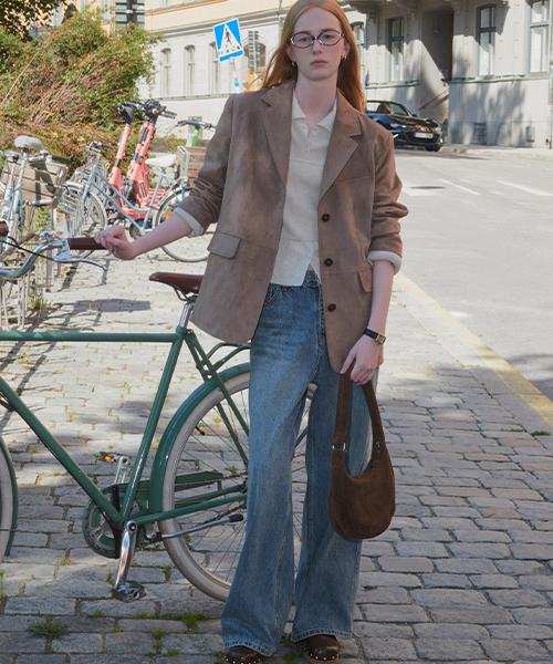Suede single button jacket KNFW01JK01_Mocha