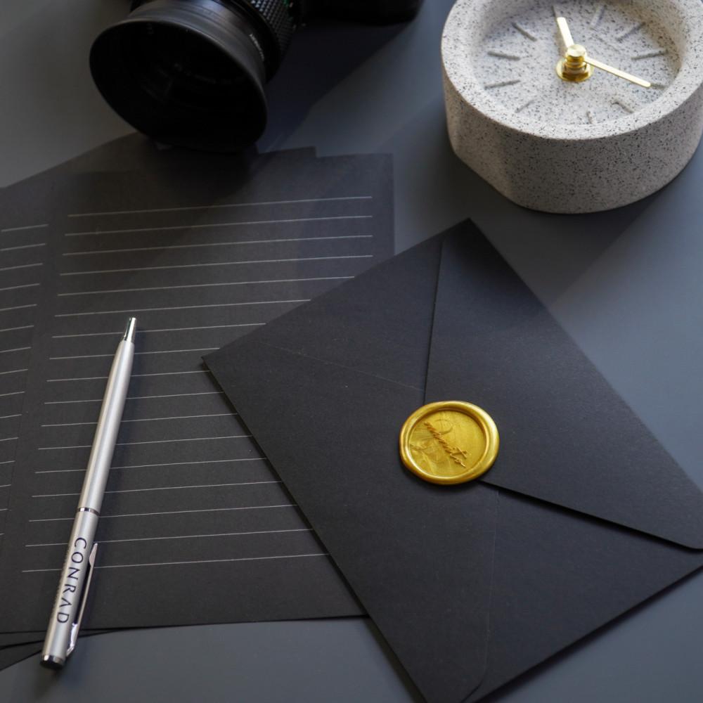 매니토 블랙 감성 특별한 예쁜 편지지 세트 골드