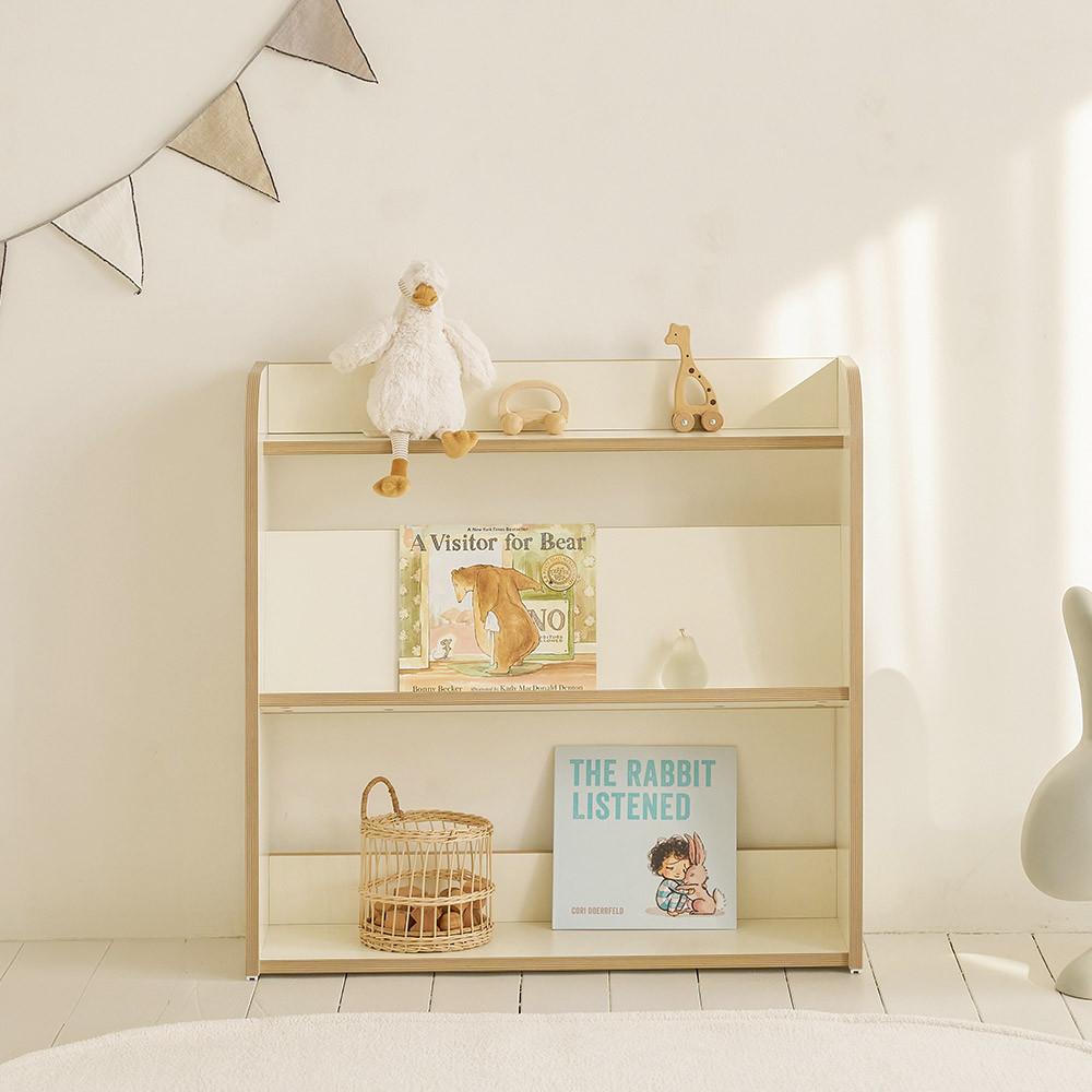 토리 마이북 3단 전면책장 크림버치 교구장 유아 키즈 아기 정리