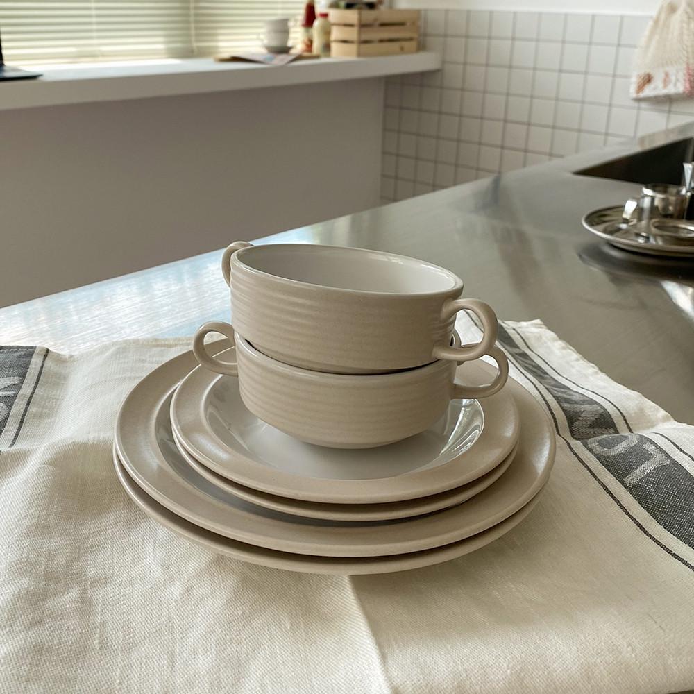 클레이탄 베이지림 원형 접시 스프볼 브런치 플레이트 콘소메잔 파스타접시 인스타 홈카페그릇