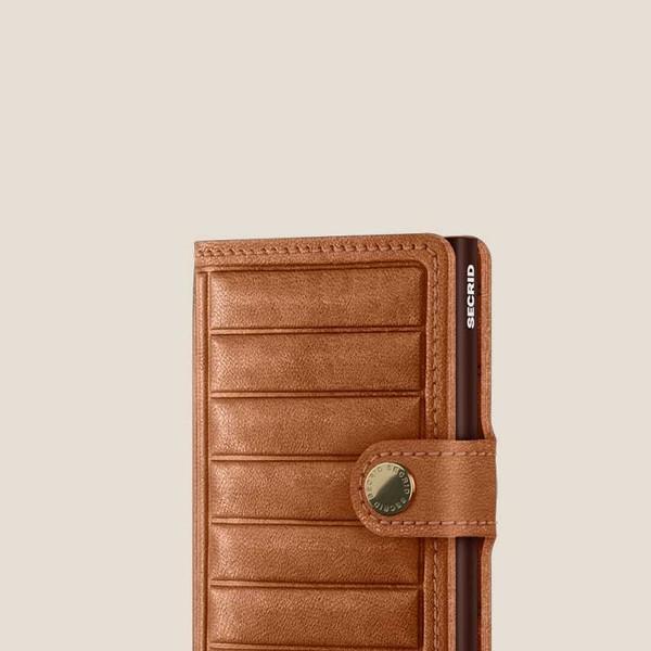 프리미엄 미니월렛 엠보스 라인 코냑