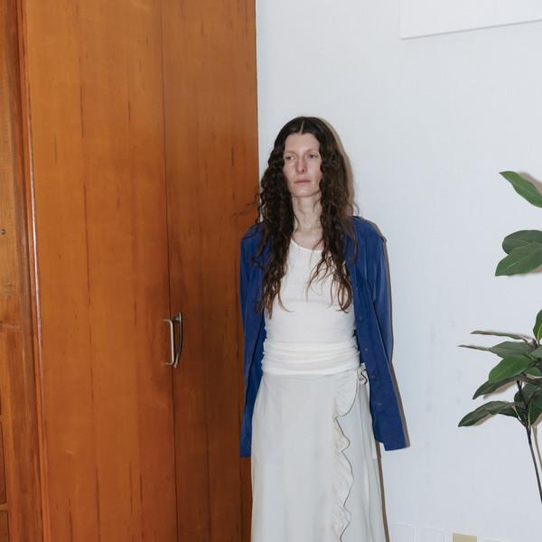 Cotton Frill Wrap Skirt (Light Beige)